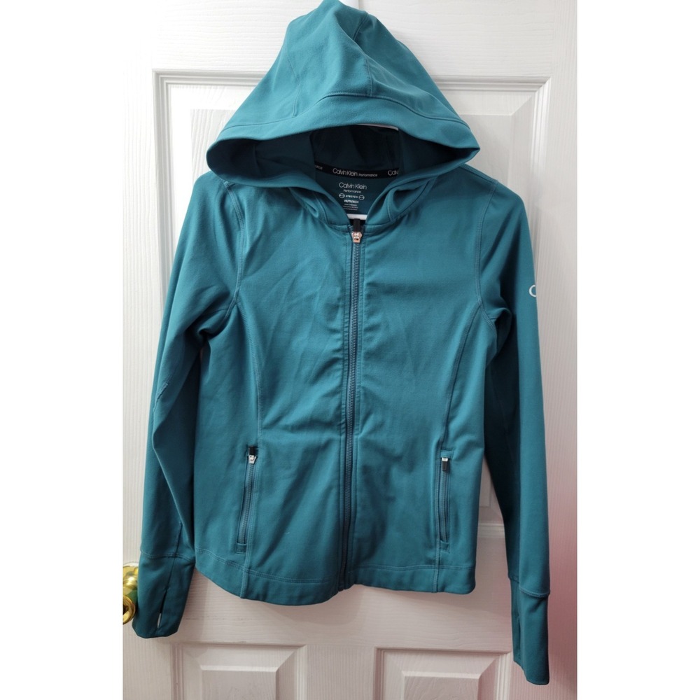 Calvin Klein Size XS Performance Activewear Jacket Full Zip Thumb Holes‎ Stretch